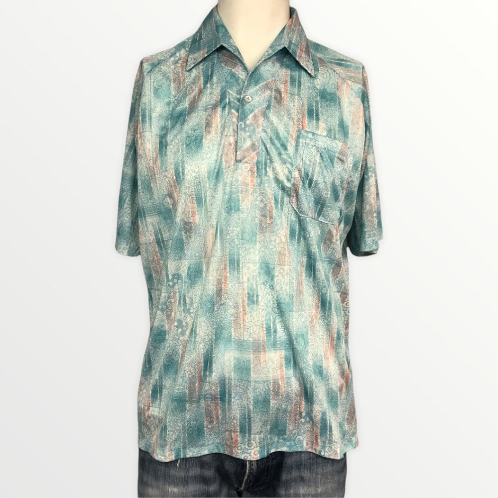 Lilly Dache Vintage Floral Polo Shirt L